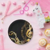 ミュージックノートラグジュアリー金ゴールドグレー ペーパープレート (パーティー)