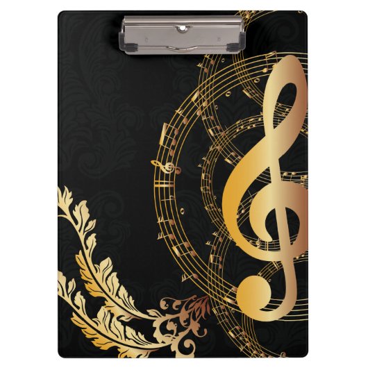 ミュージックノートラグジュアリー金ゴールドデザイン クリップボード (正面)