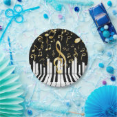 ミュージックノートラグジュアリー金ゴールドピアノ鍵 ペーパープレート (パーティー)