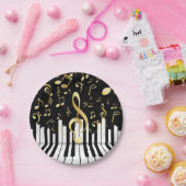 ミュージックノートラグジュアリー金ゴールドピアノ鍵 ペーパープレート (パーティー)