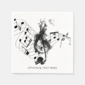 ミュージックノートラグジュアリー黒白パーソナライズされた スタンダードカクテルナプキン (正面)