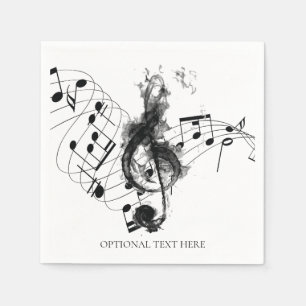 ミュージックノートラグジュアリー黒白パーソナライズされた スタンダードカクテルナプキン