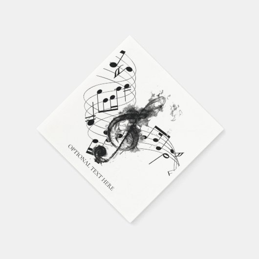 ミュージックノートラグジュアリー黒白パーソナライズされた スタンダードカクテルナプキン (角)