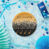 ミュージックノートラグジュアリー黒白パーソナライズされた ペーパープレート (パーティー)