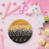 ミュージックノートラグジュアリー黒白パーソナライズされた ペーパープレート (パーティー)