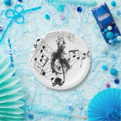 ミュージックノートラグジュアリー黒白パーソナライズされた ペーパープレート (パーティー)