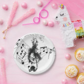 ミュージックノートラグジュアリー黒白パーソナライズされた ペーパープレート (パーティー)