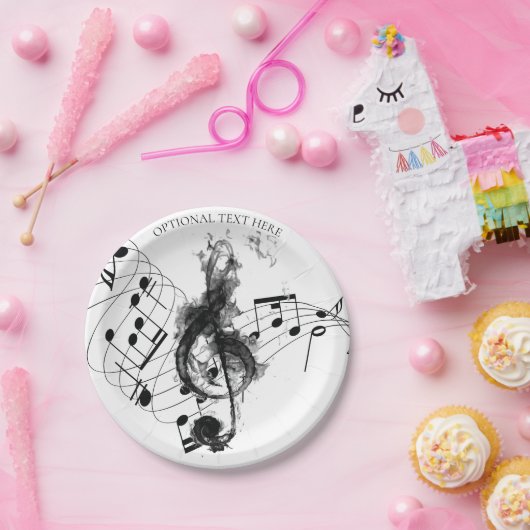 ミュージックノートラグジュアリー黒白パーソナライズされた ペーパープレート (パーティー)