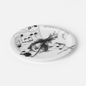 ミュージックノートラグジュアリー黒白パーソナライズされた ペーパープレート (アングル)