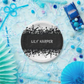 ミュージックノートラグジュアリー黒白パーソナライズされた ペーパープレート (パーティー)