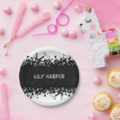 ミュージックノートラグジュアリー黒白パーソナライズされた ペーパープレート (パーティー)