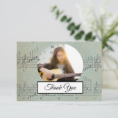 ミュージックノートヴィンテージパターンミュージックミュージシャン写真 サンキューカード (スタンド正面)