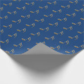 ミュージックノートヴィンテージ金ゴールド青 ラッピングペーパー (角)