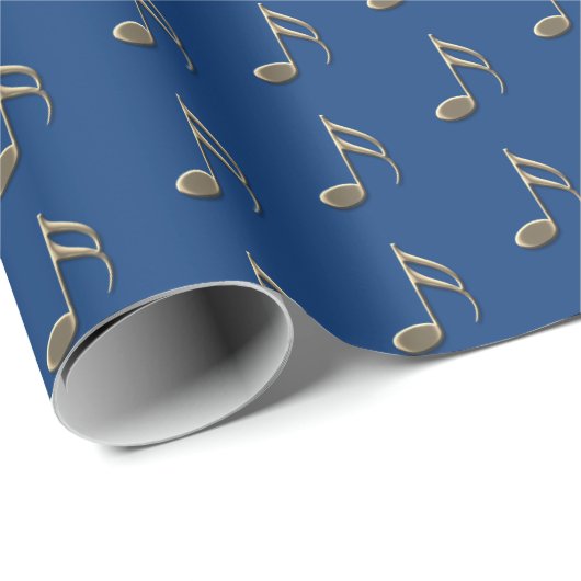 ミュージックノートヴィンテージ金ゴールド青 ラッピングペーパー (ロールコーナー)