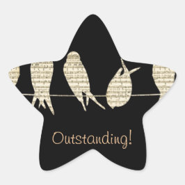 ミュージックノート先生オフィス動物の鳥の運命 星シール