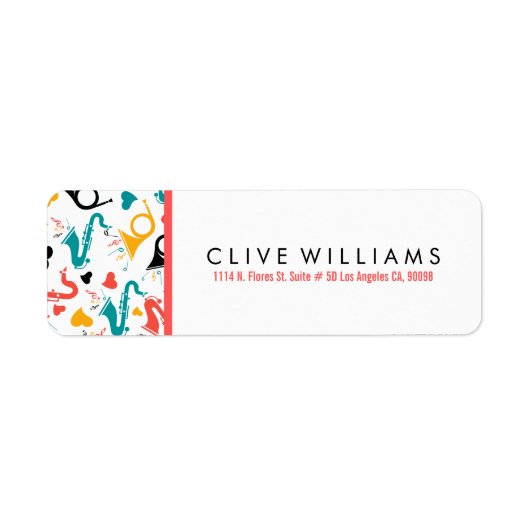 ミュージックノート楽器とハートパターン ラベル (正面)