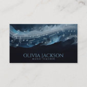 ミュージックノート水の色の流れ – ドリームブルー 名刺 (正面)