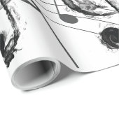 ミュージックノート白黒ラグジュアリー ラッピングペーパー (ロールコーナー)