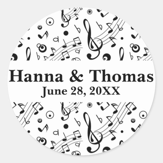 ミュージックノート結婚ミュージカル ラウンドシール (正面)