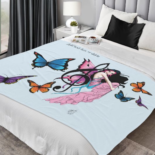 ミュージックノート蝶フェアリー フリースブランケット