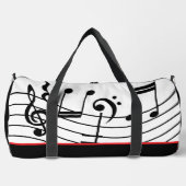 ミュージックノート赤と黒 ダッフルバッグ (正面)