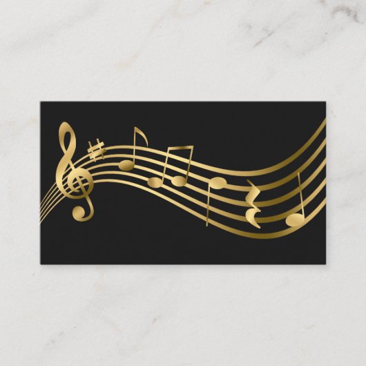 ミュージックノート金ゴールドピアノ先生 エレガント 名刺 (正面)