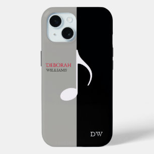 ミュージックノート黒とグレーモダン iPhone 15ケース