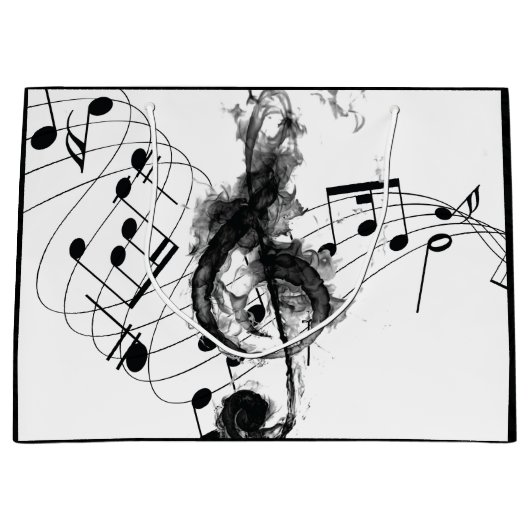 ミュージックノート黒煙と白煙 ラージペーパーバッグ (正面)