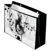 ミュージックノート黒煙と白煙 ラージペーパーバッグ (正面アングル)