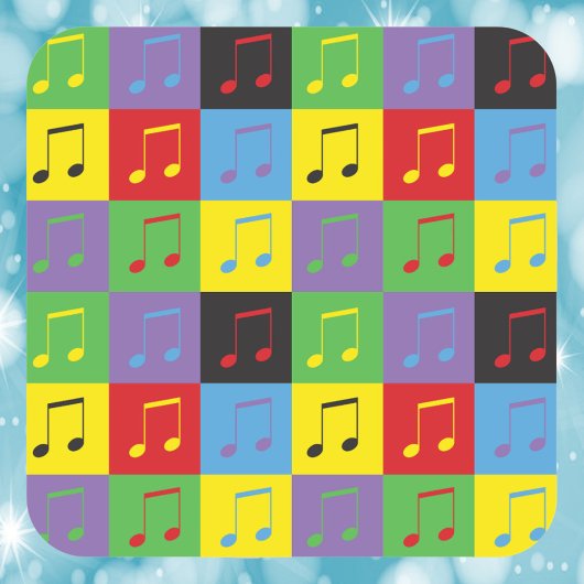 ミュージックノート8番目のポップ・アートのアートパターン スクエアシール