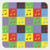 ミュージックノート8番目のポップ・アートのアートパターン スクエアシール (正面)