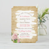 ミュージックノート&ピンクローゼスフローラ結婚式招待状 招待状 (スタンド正面)