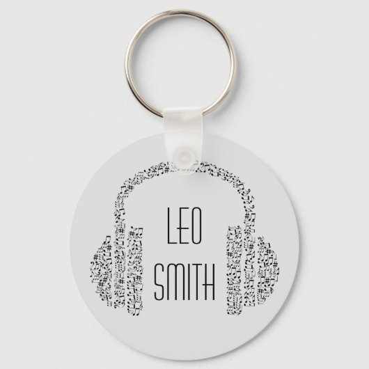 ミュージックノートDJヘッドフォンモダン キーホルダー (正面)