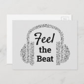 ミュージックノートDJヘッドフォンモダン ポストカード (正面/裏面)