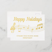 ミュージックノートHappy Holidaysゴールドフォイル葉書 箔シーズンポストカード (正面/裏面)