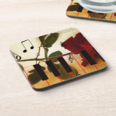 ミュージックノートKeyboard Red Rose Blossom Destiny コースター (左側)