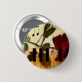 ミュージックノートKeyboard Red Rose Blossom Destiny 缶バッジ (正面&裏面)