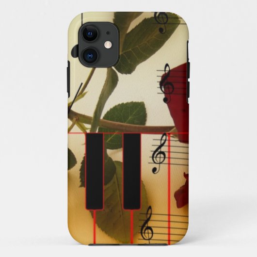 ミュージックノートKeyboard Red Rose Blossom Destiny Case-Mate iPhoneケース (裏面)