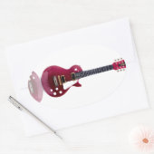 ミュージックノートStrings Guitar Peace Love Destiny Art 楕円形シール (封筒)