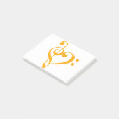 ミュージックハートトレブルバスクレフ、 音符記号ハート-サフラン ポストイット (アングル)