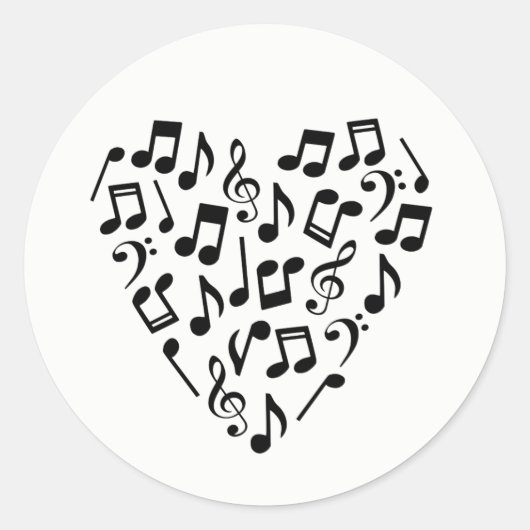 ミュージックハート 音符 ラウンドシール (正面)