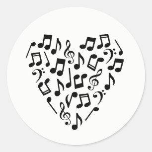 ミュージックハート 音符 ラウンドシール