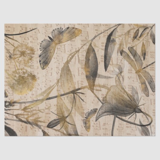 ミュージックバタフライオータム秋デクページフローラ紙 薄葉紙 (正面)