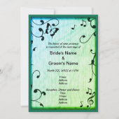 ミュージックバタフ葉ロズグリーン結婚ウッド 招待状 (正面)