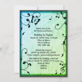 ミュージックバタフ葉ロズグリーン結婚ウッド 招待状 (正面)