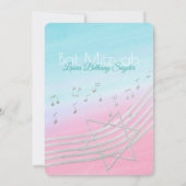 ミュージックバルミツワーウォーターカラーとシルバー 招待状 (裏面)