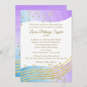 ミュージックバルミツワーウォーターカラーと金ゴールド2 招待状 (正面/裏面)