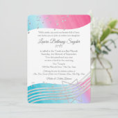 ミュージックバルミツワーウォーターカラー&シルバー 招待状 (スタンド正面)