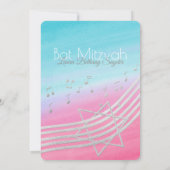 ミュージックバルミツワーウォーターカラー&シルバー 招待状 (裏面)