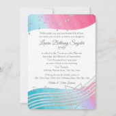 ミュージックバルミツワーウォーターカラー&シルバー 招待状 (正面)